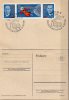 Postkarte SU-Kosmonauten Leonow/Belajew Berlin 1965 DDR 1138/1 3-ZD **/o 14€ Im Mini FDC Space Se-tenant Card Of Germany - Russie & URSS