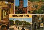 30 SOMMIERES Vieille Rue Pittoresque La Tour Vue D´ensemble Eglise St Pons Les Arceaux Pont Romain Sur Le Vidourle Rue D - Sommières