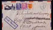 FRANCE - GUADELOUPE 1952 VF COVER -blue Cancellation- To BRISTOL, PA - Reception At Back - Sonstige & Ohne Zuordnung