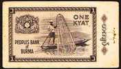 1 Kyat  "BURMA"      VF    Ro 44 - Myanmar