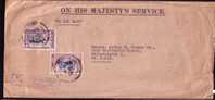 ELEPHANTS + ANCIENT RUINS On CEYLON - VF  AIR MAIL - ON HIS MAJESTY'S SERVICE -COVER  From COLOMBO To PHILADELPHIA - Elefanten