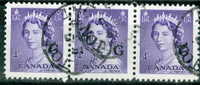 1953 4 Cent Queen Elizabeth II Karsh Horizontal Triple Overprinted G  #O36 - Overprinted