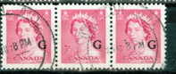1953 3 Cent Queen Elizabeth II Karsh Horizontal Triple Overprinted G  #O35 - Opdrukken