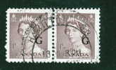 1953 1 Cent Queen Elizabeth II Karsh Horizontal Pair  Overprinted G  #O33 - Sobrecargados