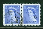 1953 5 Cent Queen Elizabeth II Karsh Horizontal Pair  Overprinted G  #O37 - Surchargés