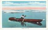 Eskimo In Kayak, Native Indian Boat, Hunting Seals, Snowshoes On Vintage Postcard - Sonstige & Ohne Zuordnung