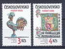 TCHECOSLOVAQUIE 2591/92 Trésors Du Chateau De Prague - Coq - Gallináceos & Faisanes