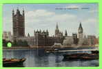 LONDON - HOUSES OF PARLIAMENT - ANIMATED WITH BARGES - TRAVEL IN 1958 - VALENTINE & SONS - - Houses Of Parliament