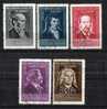 Rumänien; 1959; Michel 1765/9 O; Kulturserie; Darwin, Burns, Popov, Alejchem Und Händel - Used Stamps