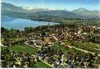 CPM...SUISSE...CHAM...VUE AERIENNE DE LA VILLE AVEC L'EGLISE... - Cham