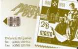 TARJETA DE MALTA CON UN SELLO (STAMP) - Briefmarken & Münzen