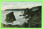 NEWQUAY, CORNWALL - BEDRUTHAN STEPS - 3/4 BACK - CARD TRAVEL IN 1908 - - Newquay