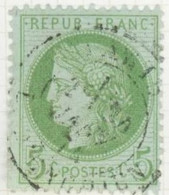 Cérès 1872 N°53f 5c. Fond Ligné Ob. Paris R. D'Enghien.cote 75€ - 1871-1875 Cérès