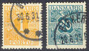 Denmark Postage Due Porto Mi. 9 + 14 Ziffern & Vier Kronen Number & Four Crowns 1921/22 - Portomarken