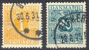 Denmark Postage Due Porto Mi. 9 + 14 Ziffern & Vier Kronen Number & Four Crowns 1921/22 - Segnatasse