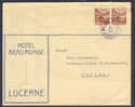 Switzerland 10c. Pair On 1939 Field Post Cover Cancelled MIL. SAR. ANSTALT 5 Feldpost HOTEL BEAU-RIVAGE Lucerne Cachet - Franchise