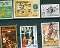 Basket-Ball  Lot 03 De 6 Timbres Différents: Turquie - Grèce - Maroc - Ajman State - Congo - Sao Tomé - Baloncesto