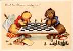 ÉCHECS: UNE PARTIE D´ ÉCHECS Entre OURS EN PELUCHE / TEDDY BEARS ! : WIRD DER KLÜGERE...? - C. PAHL - HAMBURG (b-763) - Chess