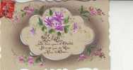 Carte En Mica  Avec Bouquet De Violettes - Other & Unclassified