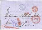 Pre233/ - POLEN -  Polen über Eisenbahnpostbüro XI (1863) Warschau-Paris, Franco - Cartas & Documentos