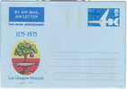 Great Britain Airmail Postal Stationery Aerogramme Cover QEII Overprint SPECIMEN Cachet 1175-1975 Let Glasgow Flourish - Specimen