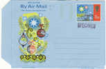 Great Britain Airmail Postal Stationery Aerogramme Cover QEII Overprint SPECIMEN DOUBLE Cachet Christmas Tree Stars Snow - Postwaardestukken
