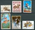 HIPPISME: Lot N°07 De 6 Timbres, Turquie - Mongolie - Espagne - Ajman - Afghanistan - Lesotho - Hippisme