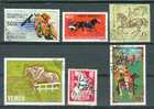 HIPPISME: Lot N°09 De 6 Timbres, Roumanie - Mauritanie - URSS - Yemen - Mongolie - Hippisme