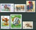 HIPPISME: Lot N°10 De 6 Timbres, Thailande - Afghanistan - USA - Viet Nam - Hongrie - Turquie - Hippisme