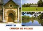 CPSM.  LANNEMEZAN. LE PORTAIL ROMAN DE L'EGLISE. LE GOLF. LE LAC. DATEE 1990. - Lannemezan