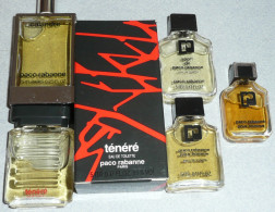 Rare Lot De 4 Miniatures De Parfum PACO RABANNE "Sport" "Pour Homme" + Flacon FACTICE "Calandre" - Miniatures Hommes (sans Boite)