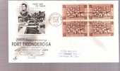 FDC Fort Ticonderoga 200th Anniversary - Scott # 1071 Bloc Of 4 Stamps - 1951-1960