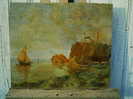 - PETIT PORT DE PECHE AVEC UNE FALAISE ET UN PHARE . HUILE SUR CONTRE-PLAQUE  SIGNEE . - Oils