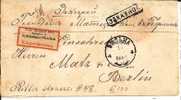 Rl160/- RUSSLAND - Dt. R-Zettel Bahnpost Eydtkuhnen-Dirschau 1884 Nach Berlin - Brieven En Documenten