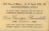 XIV FIERA DI MILANO 12 27 APRILE 1933  DITTA BRAMBILLA COMO  CARTONCINO DA VISITA CONDIZIONI FOTO ITALY ITALIE - Fairs