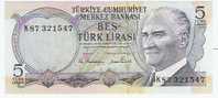 Turquie Billet 5 Lirasi 1970 NEUF - Turquia