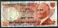 Turquie Billet 20 Lirasi 1970 - Turkey