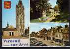 27 VERNEUIL Multivue, Tour De La Madeleine, Bords D'Avre, Place De L'Eglise, Ed Artaud 102, CPSM 10x15, 197? - Verneuil-sur-Avre