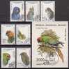 Papageien, Madagaskar 1423/29+Bl.209 , O  (2420)* - Parrots