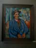 - PERSONNAGE D´APRES CEZANNE . HUILE SUR CONTRE-PLAQUE . ECOLE PROVENCALE SIGNEE - Oelbilder