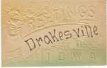 Drakesville Iowa Embossed Greeting Postcard, Glitter Applique, Flowers - Other & Unclassified