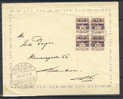 Denmark 4-Block Official K.P.K. Stamp Exhibition Special Cancel Cover 1937 - Cartas & Documentos