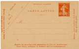 FRANCE - ENTIERS POSTAUX - CARTE LETTRE SEMEUSE CAMEE 40c NON PERFOREE DATE 620 - Cartes-lettres