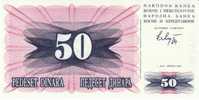 50 Dinara, 1992 Bosnia Herzegovina Currency Banknote, Krause #12a, Uncirculated - Bosnie-Herzegovine