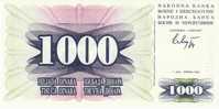 1000 Dinara, 1992 Bosnia Herzegovina Currency Banknote, Krause #15a, Uncirculated - Bosnia And Herzegovina