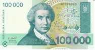 100,000 Dinara, 1993 Croatia Currency Banknote, Krause #27a, Uncirculated - Croacia