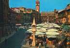 VERONA PIAZZA ERBE VEDUTA MERCATO  VIAGGIATA  COME DA FOTO - Mercati