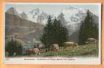 E219 Mürrenbahn -Grütschalp Mit Eiger, Mönch Und Jungfrau. Troupeau De Vaches. Précurseur - Mürren