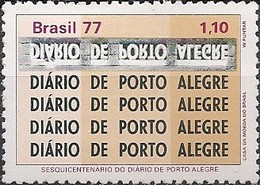 BRAZIL - 150 YEARS OF "DIÁRIO DE PORTO ALEGRE", NEWSPAPER 1977 - MNH - Unused Stamps