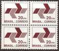 BRAZIL - BLOCK OF 4 DEFINITIVES POST OFFICE EMBLEM 1972 - MNH - Unused Stamps